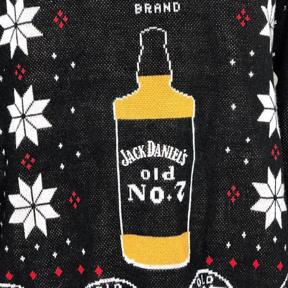 Ugly Christmas Sweater Jack Daniels Bourbon Old No 7 Logo Snowflakes M - Picture 5 of 8